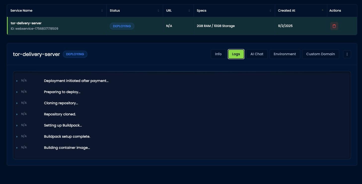 Deployment progress and logs